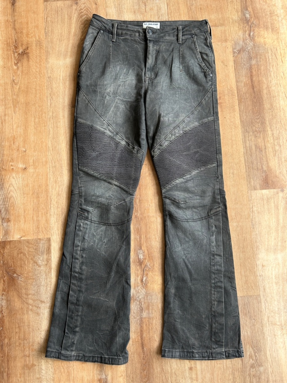 Free People We the Free Womens Vector Jeans 30 Gray Moto Mid Rise Flare